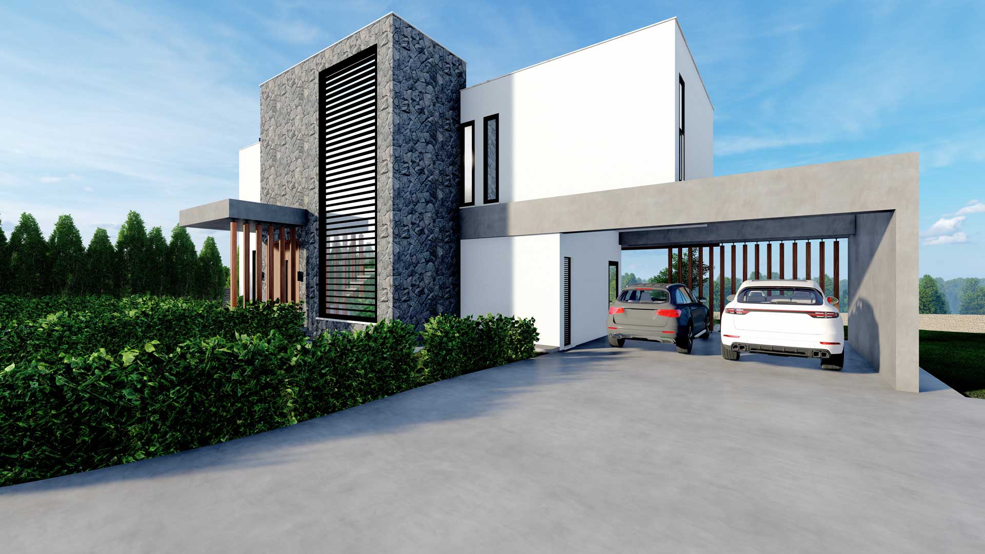 PRIVATE RESIDENCE – AKROUNTA by Pavlides Associates LLC - Architects - Parking Space. RESIDENTIAL projects in Arkounta