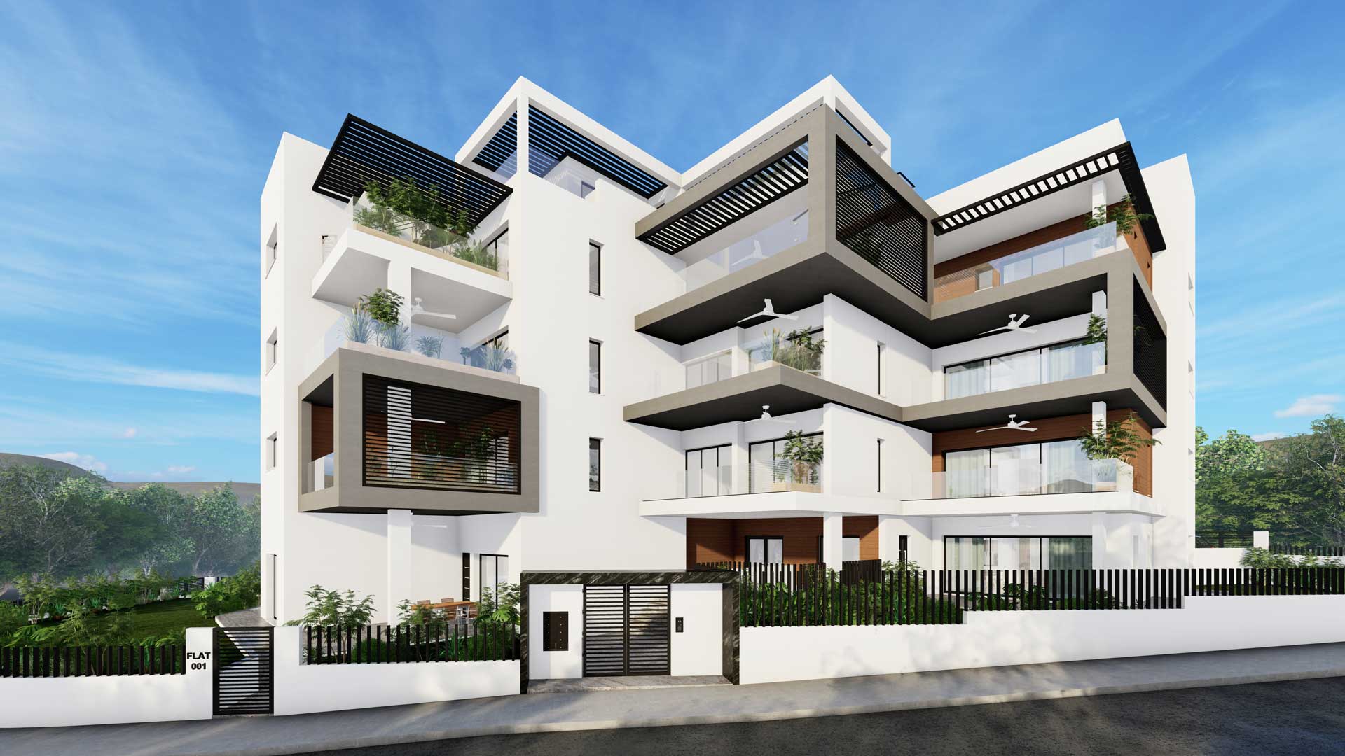 Apartments by Pavlides Associates LLC - Architects - Front Street View. RESIDENTIAL projects in Agios Athanasios.