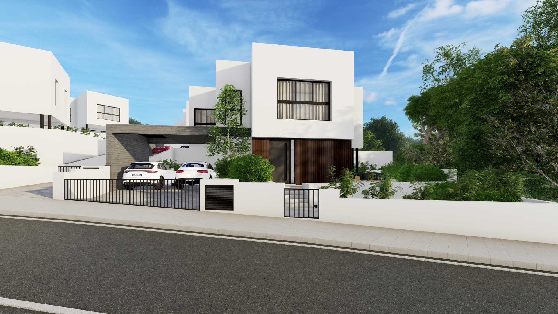 Pavlides Associates LLC - Architects - Street View - Front area of the house. RESIDENTIAL projects.