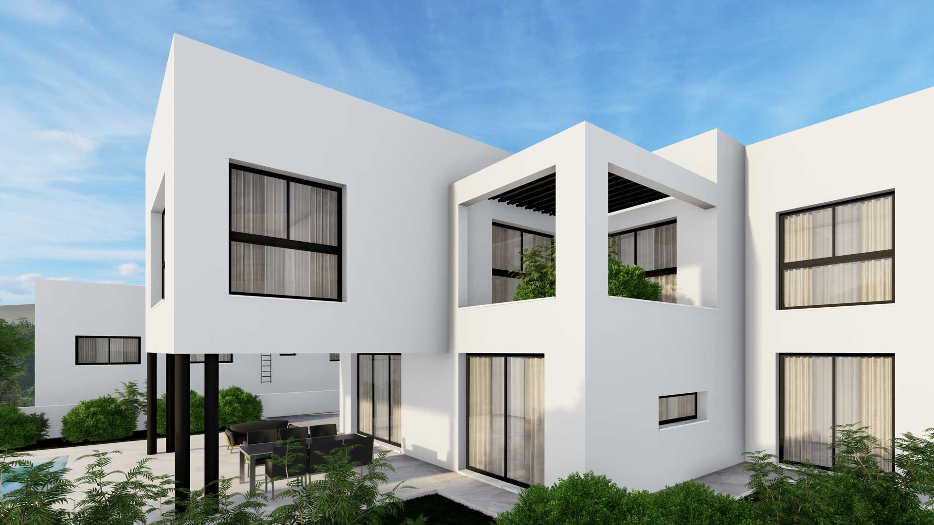 Baseron Villas – Agios Athanasios by Pavlides Associates LLC - Architects - Rear Side - Rooms. RESIDENTIAL projects.