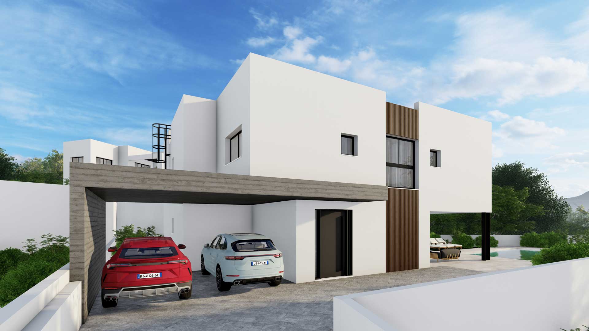Baseron Villas – Agios Athanasios by Pavlides Associates LLC - Architects - Car Driveway/Garage. RESIDENTIAL projects.