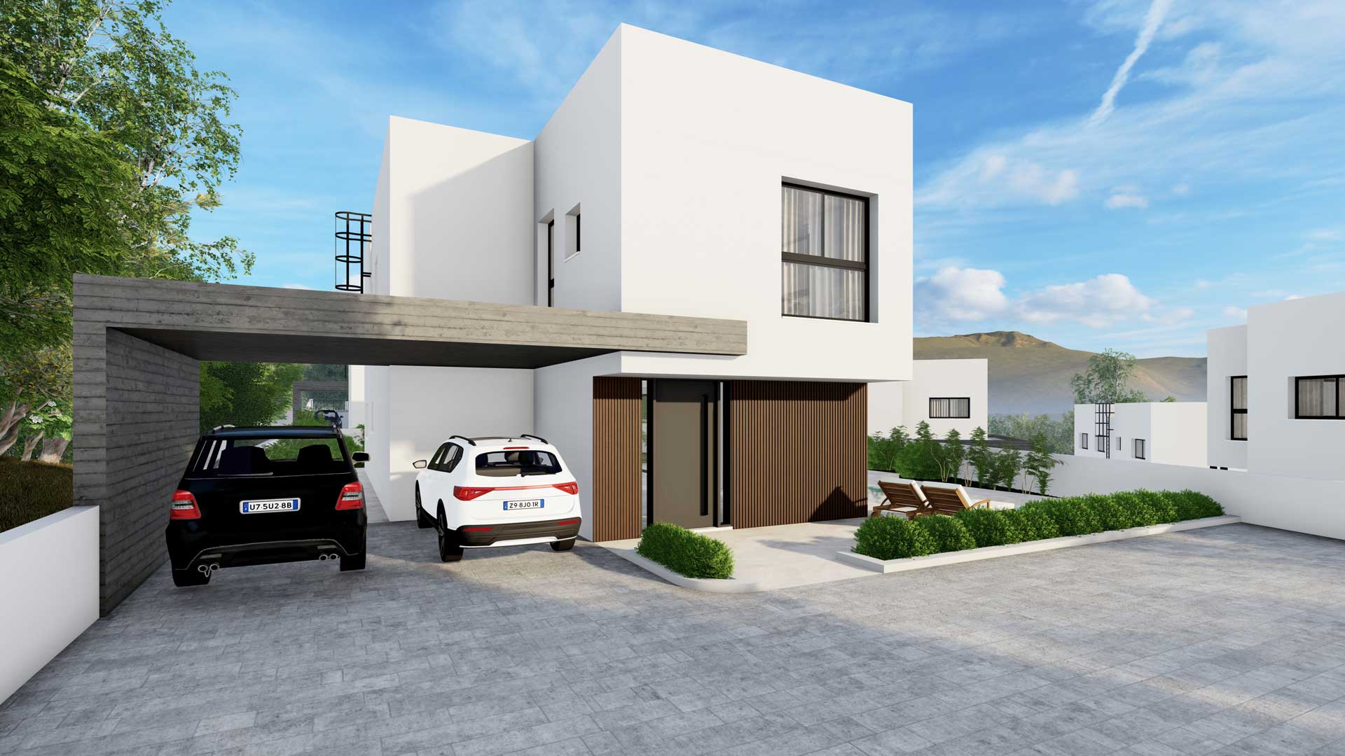 Baseron Villas – Agios Athanasios by Pavlides Associates LLC - Architects - Front Area. RESIDENTIAL projects