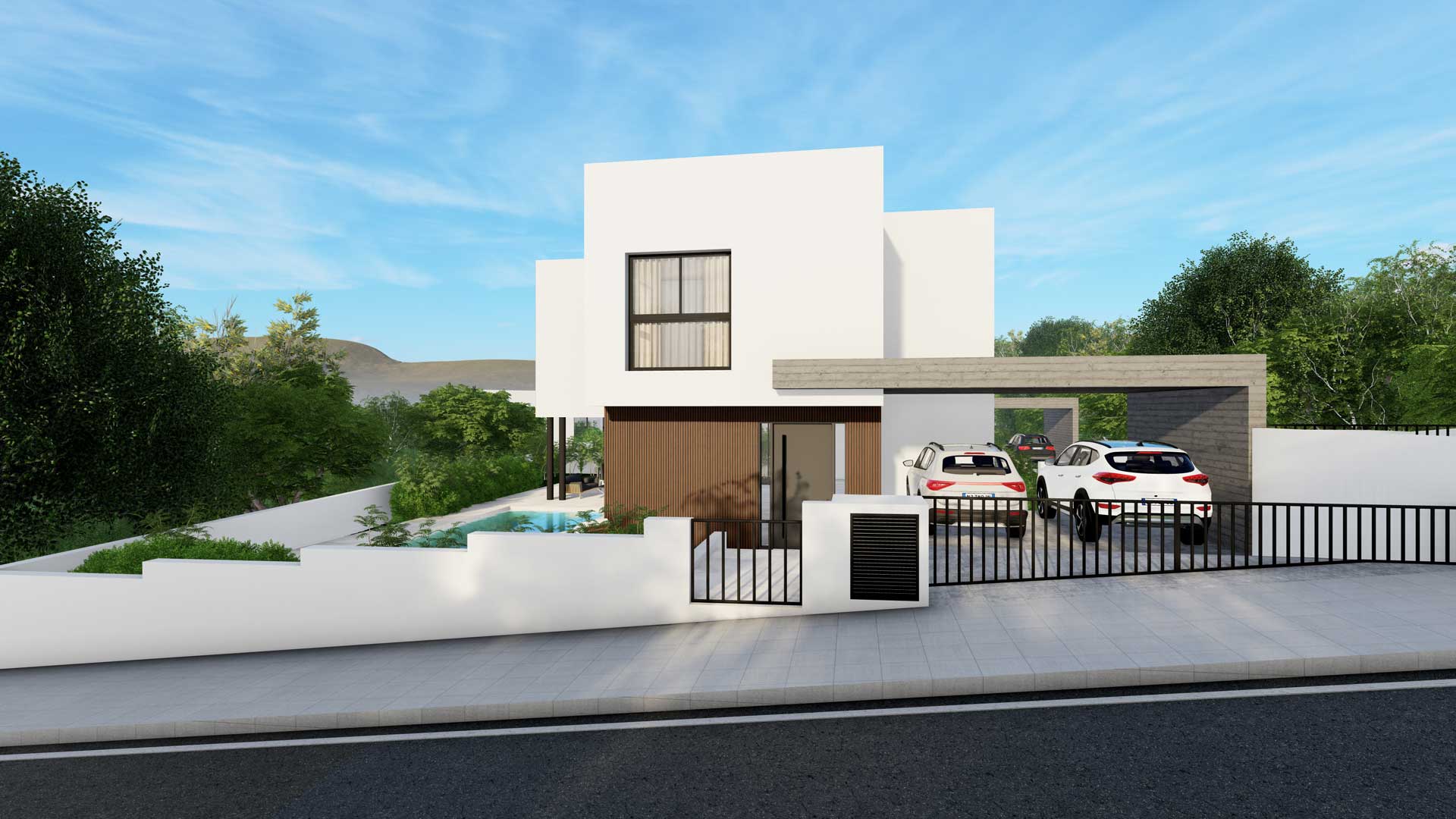 Baseron Villas – Agios Athanasios by Pavlides Associates LLC - Architects - Front Area. RESIDENTIAL projects