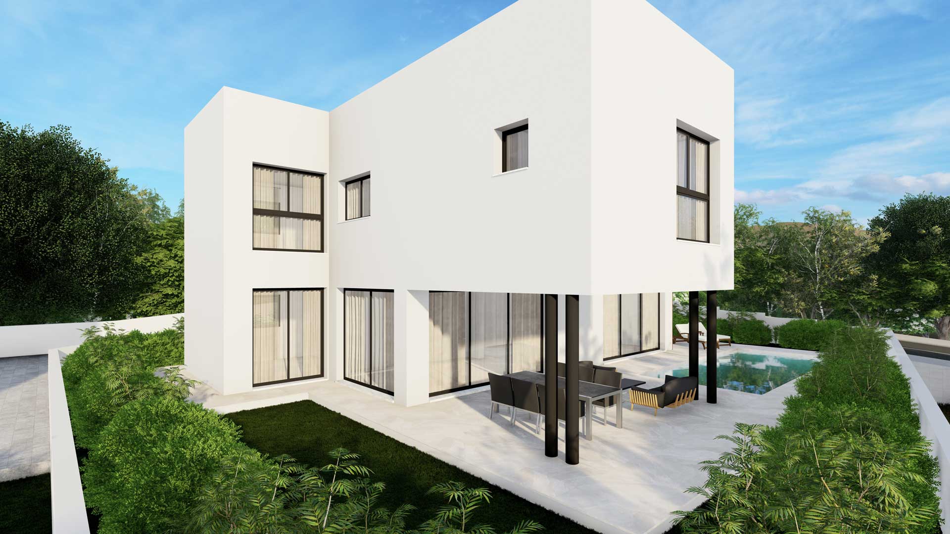 Baseron Villas – Agios Athanasios by Pavlides Associates LLC - Architects - Street deck View. RESIDENTIAL projects