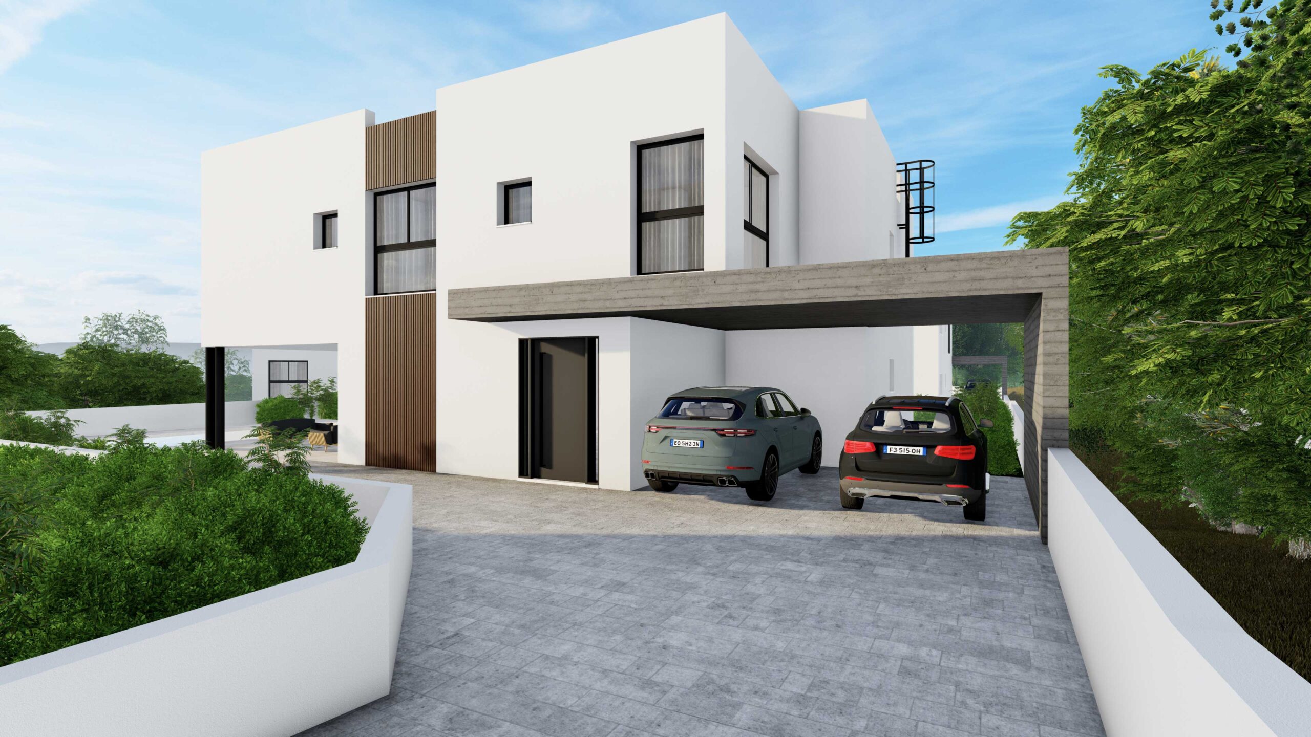 Baseron Villas – Agios Athanasios by Pavlides Associates LLC - Architects - Car Driveway. RESIDENTIAL projects.