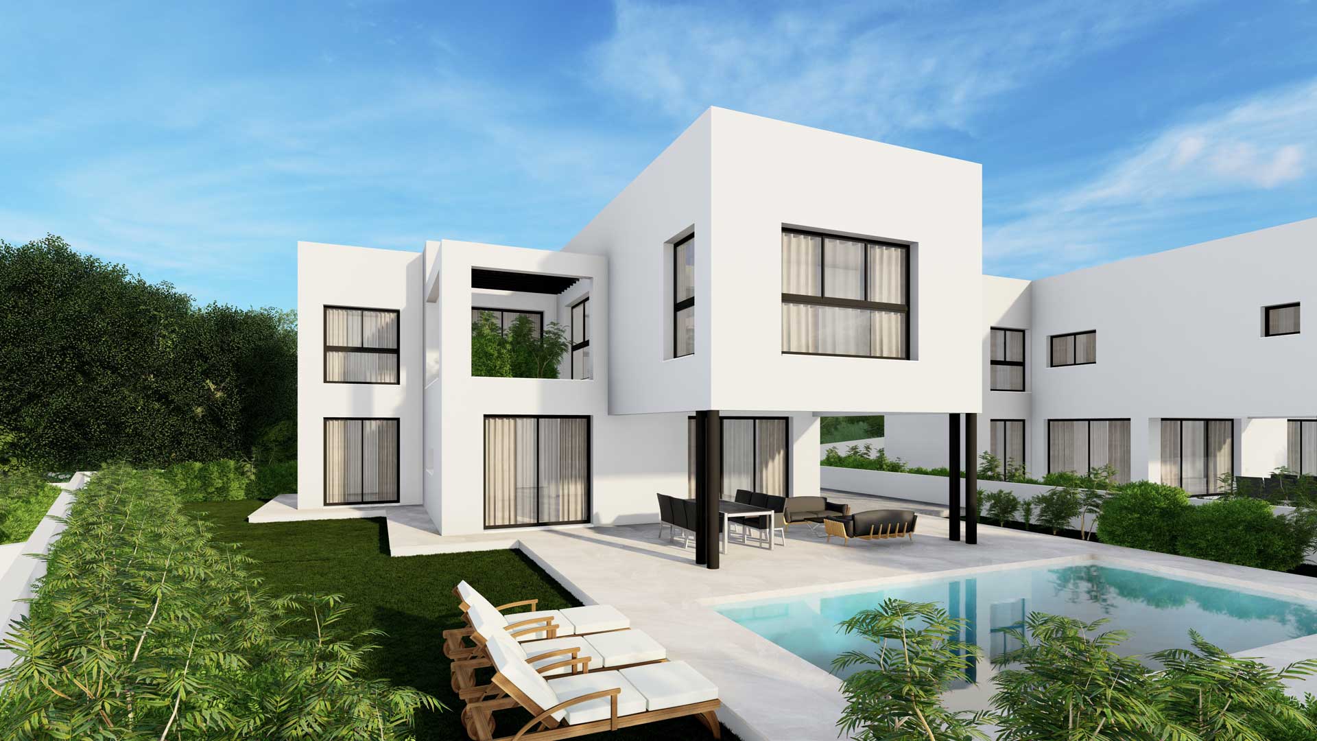 Baseron Villas – Agios Athanasios by Pavlides Associates LLC - Architects - Street pool View. RESIDENTIAL projects