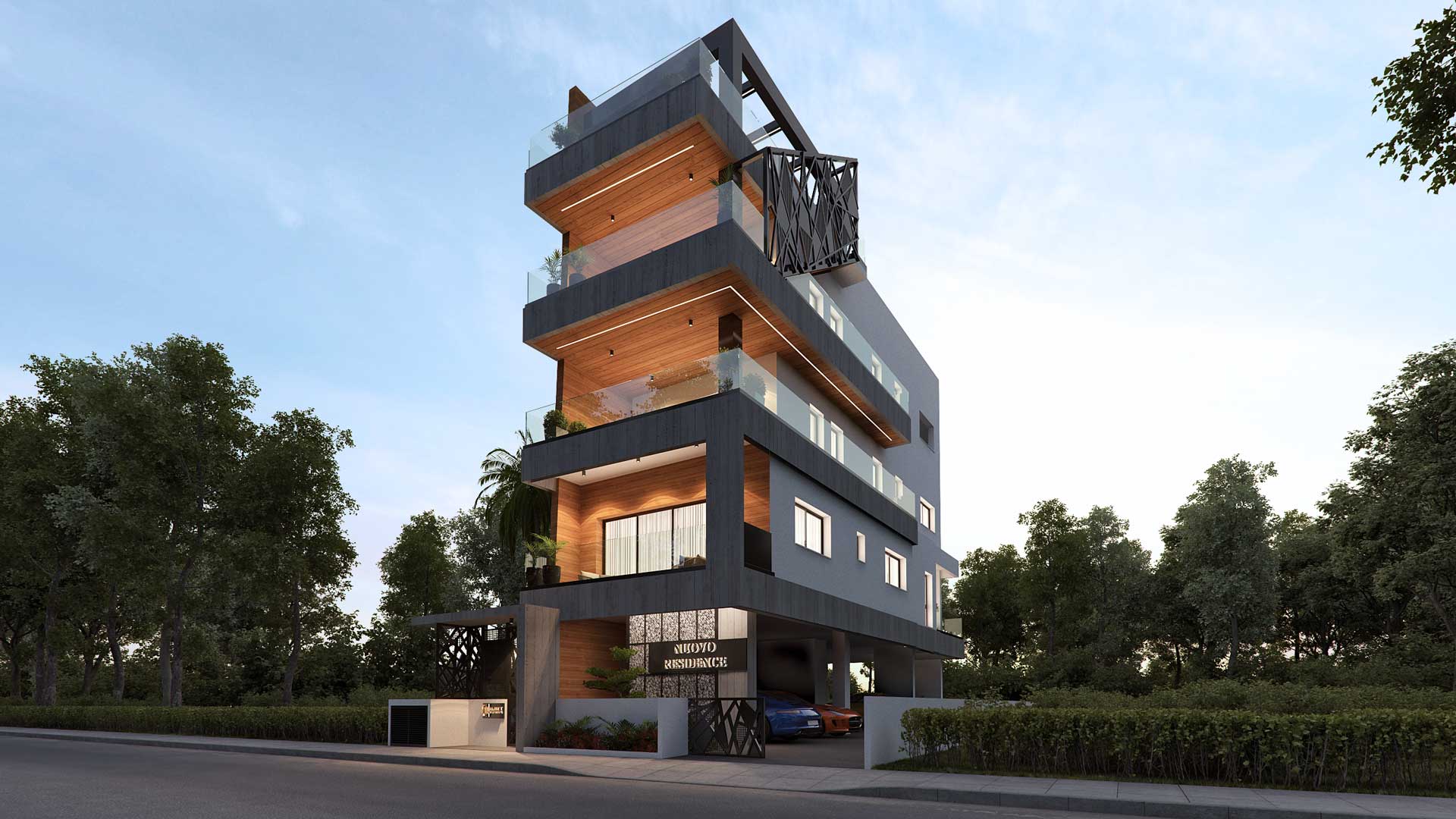 Linvest Apartments by Pavlides Associates LLC - Architects - front right street view. RESIDENTIAL projects.