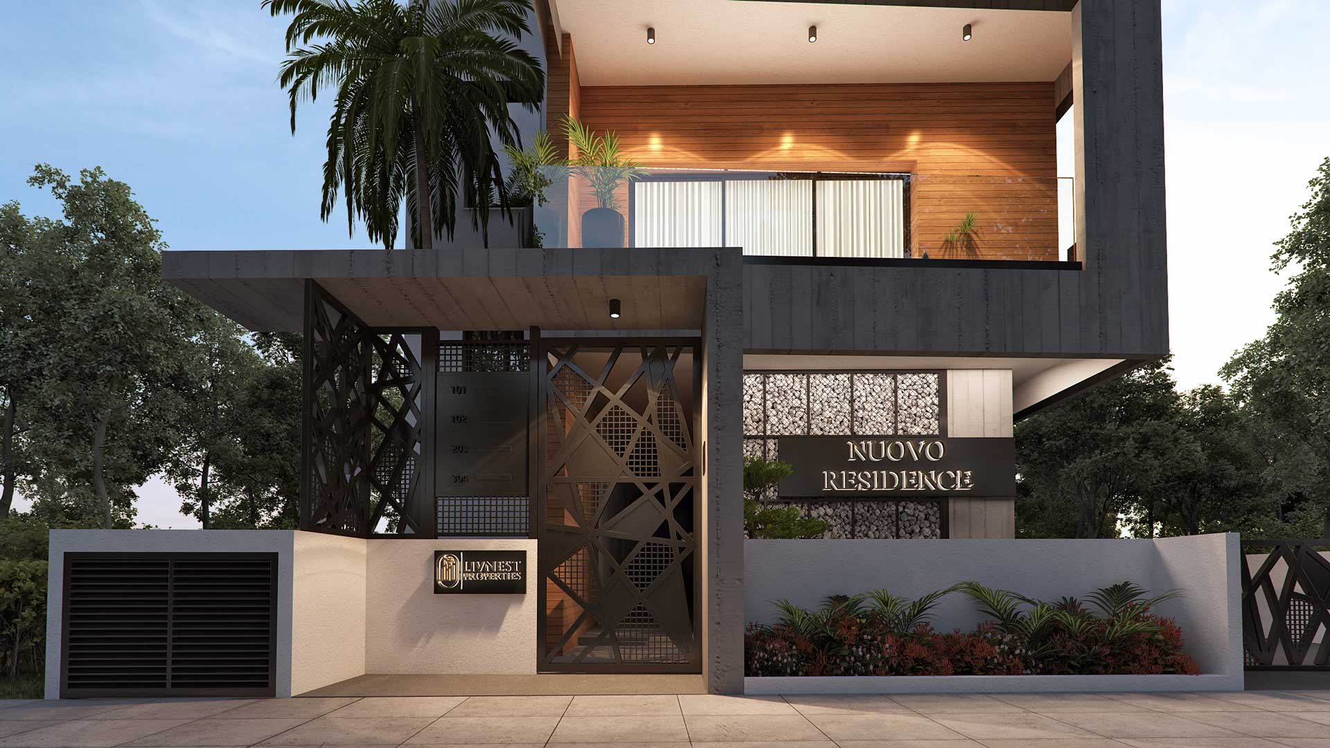 Linvest Apartments by Pavlides Associates LLC - Architects - entrance view. RESIDENTIAL projects.