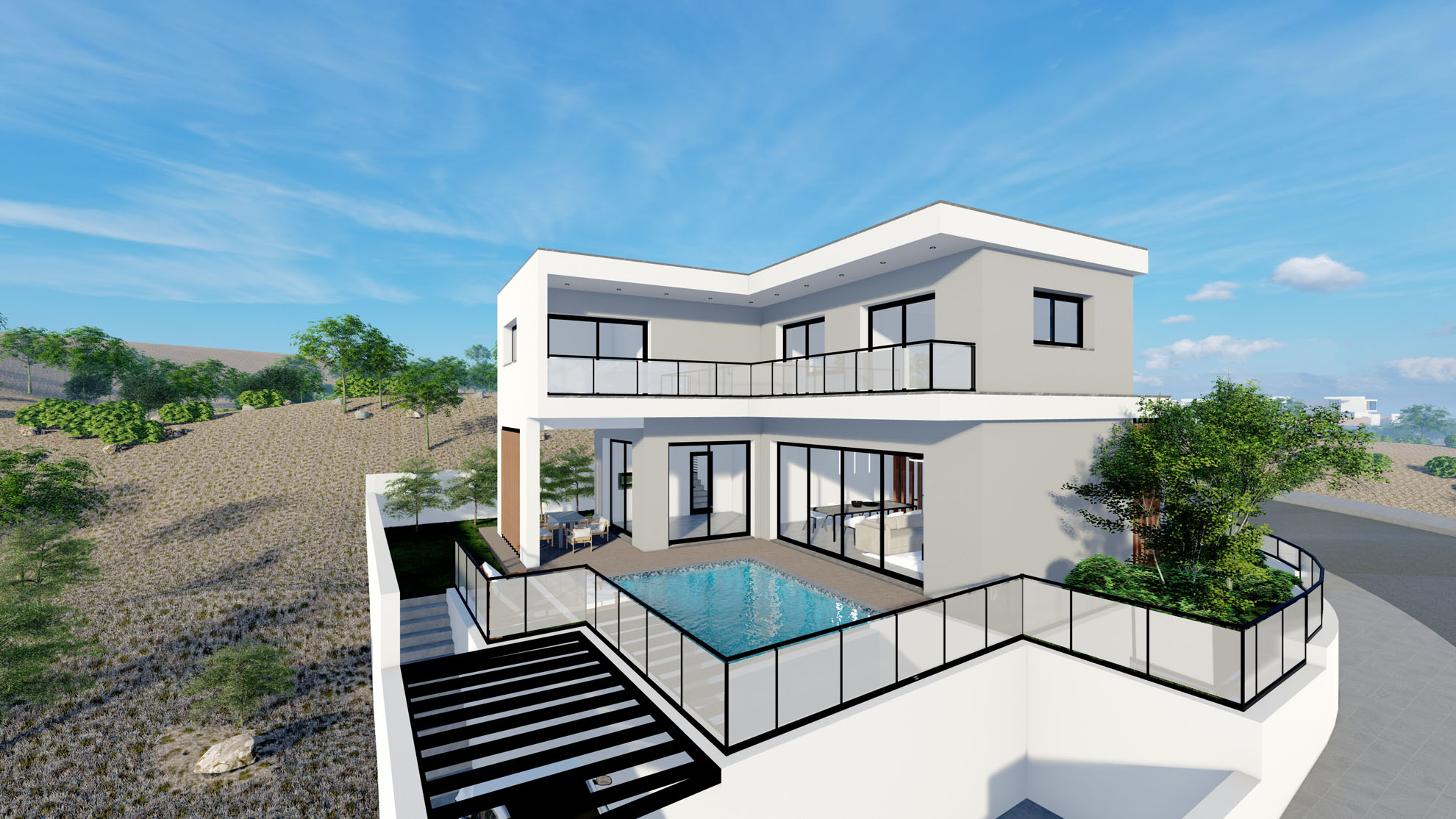 Private Residence in Kantou by Pavlides Associates LLC - Architects - Aerial view. RESIDENTIAL projects.