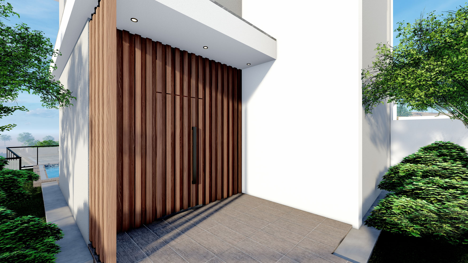 Private Residence in Kantou by Pavlides Associates LLC - Architects - Main Entrance area. RESIDENTIAL projects.