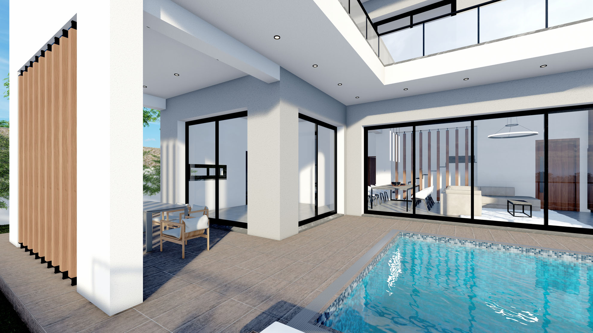 Private Residence in Kantou by Pavlides Associates LLC - Architects - Pool area. RESIDENTIAL projects.