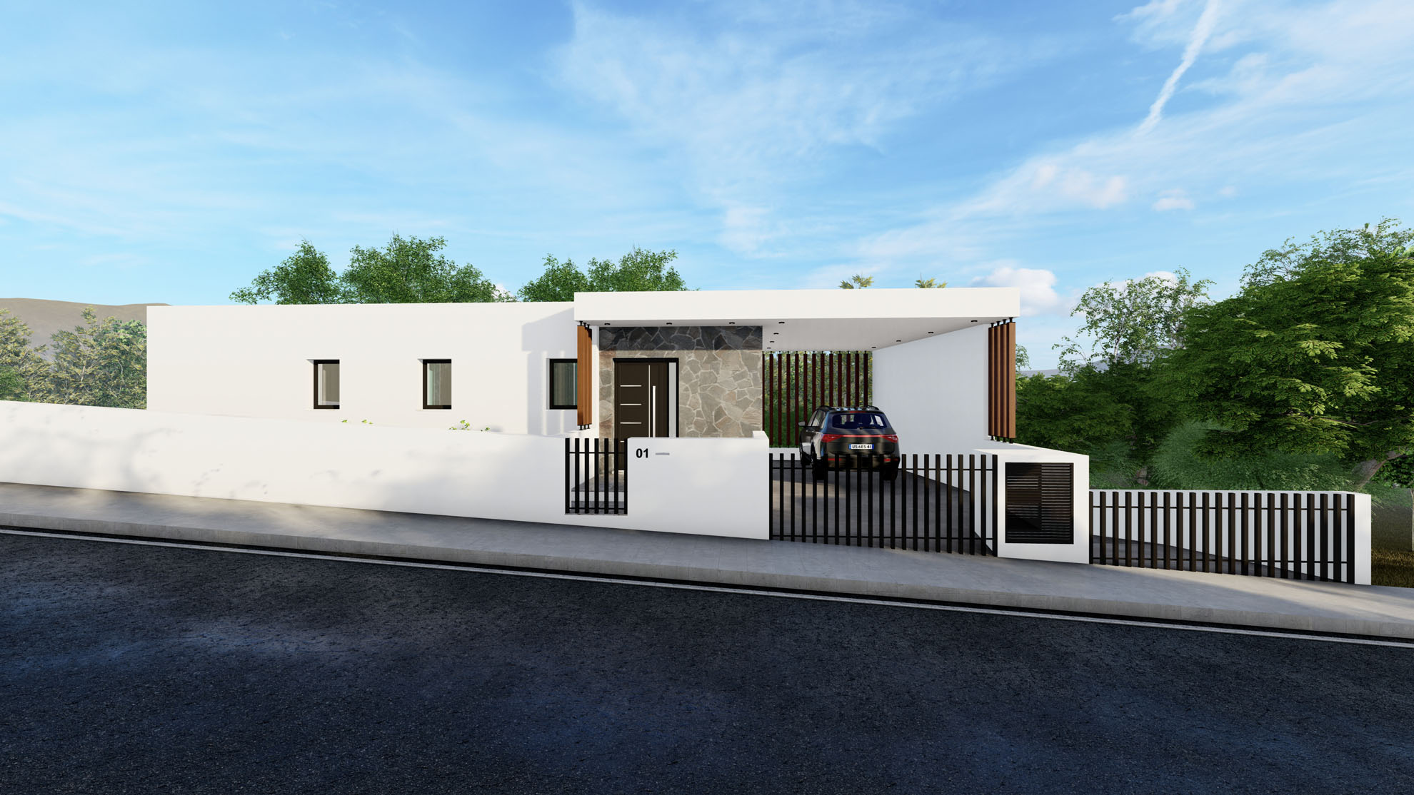 Private Residence in Paramytha by Pavlides Associates LLC - Architects - Front view. RESIDENTIAL projects.