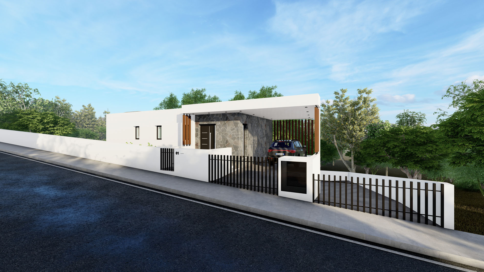 Private Residence in Paramytha by Pavlides Associates LLC - Architects - Street Front view. RESIDENTIAL projects.