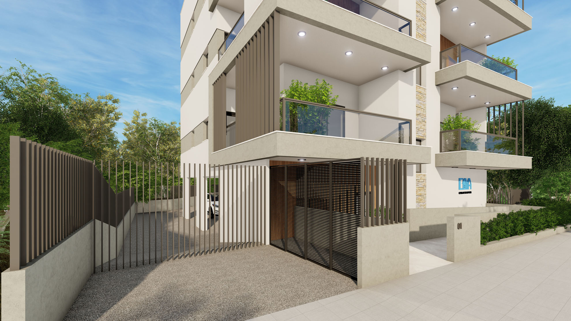 Apartments In Agios Athanasios by Pavlides Associates LLC - Architects - Parking Area. RESIDENTIAL projects.