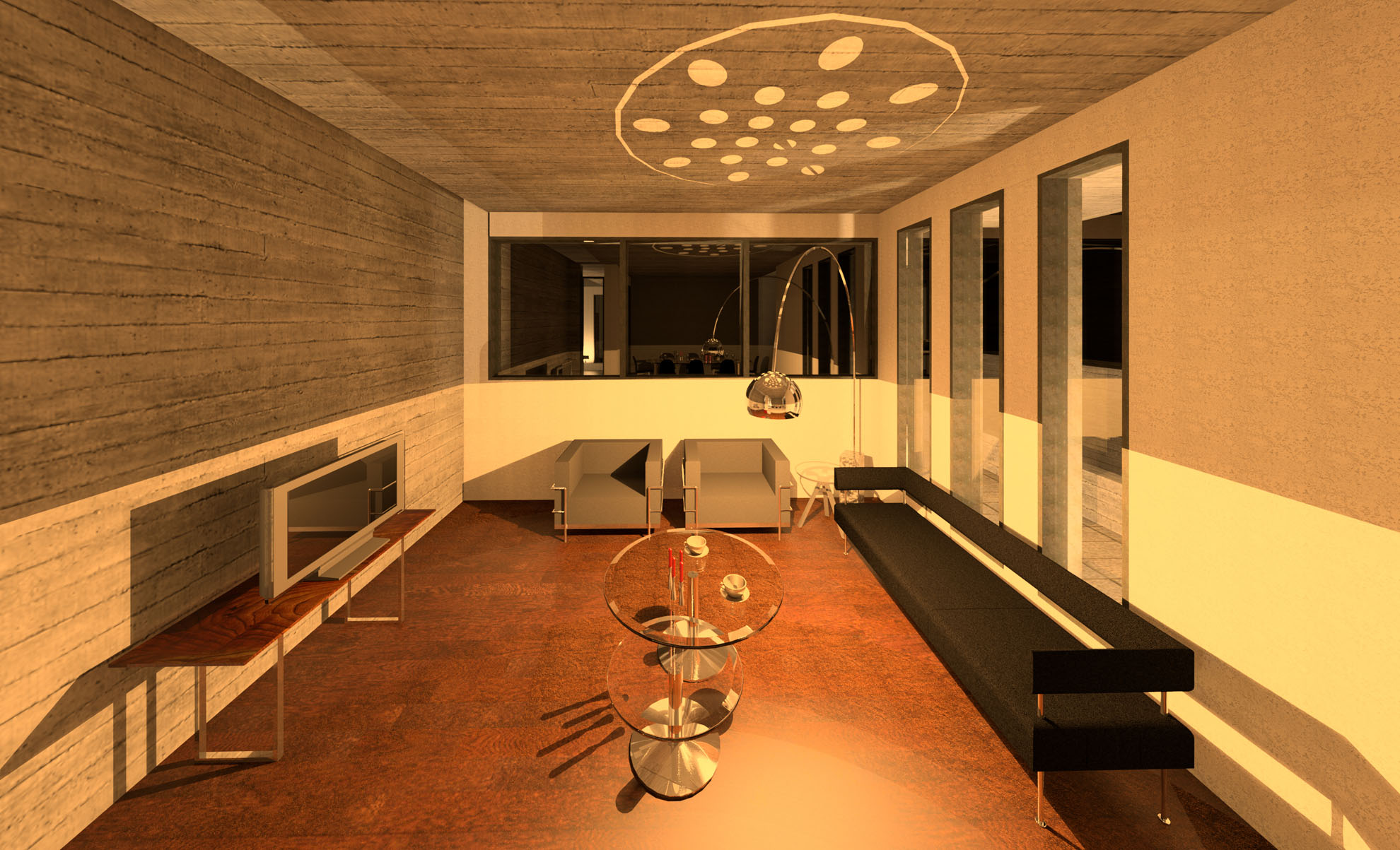 Private Residence in Agios Athanasios by Pavlides Associates LLC - Architects - Living room by night. RESIDENTIAL projects.