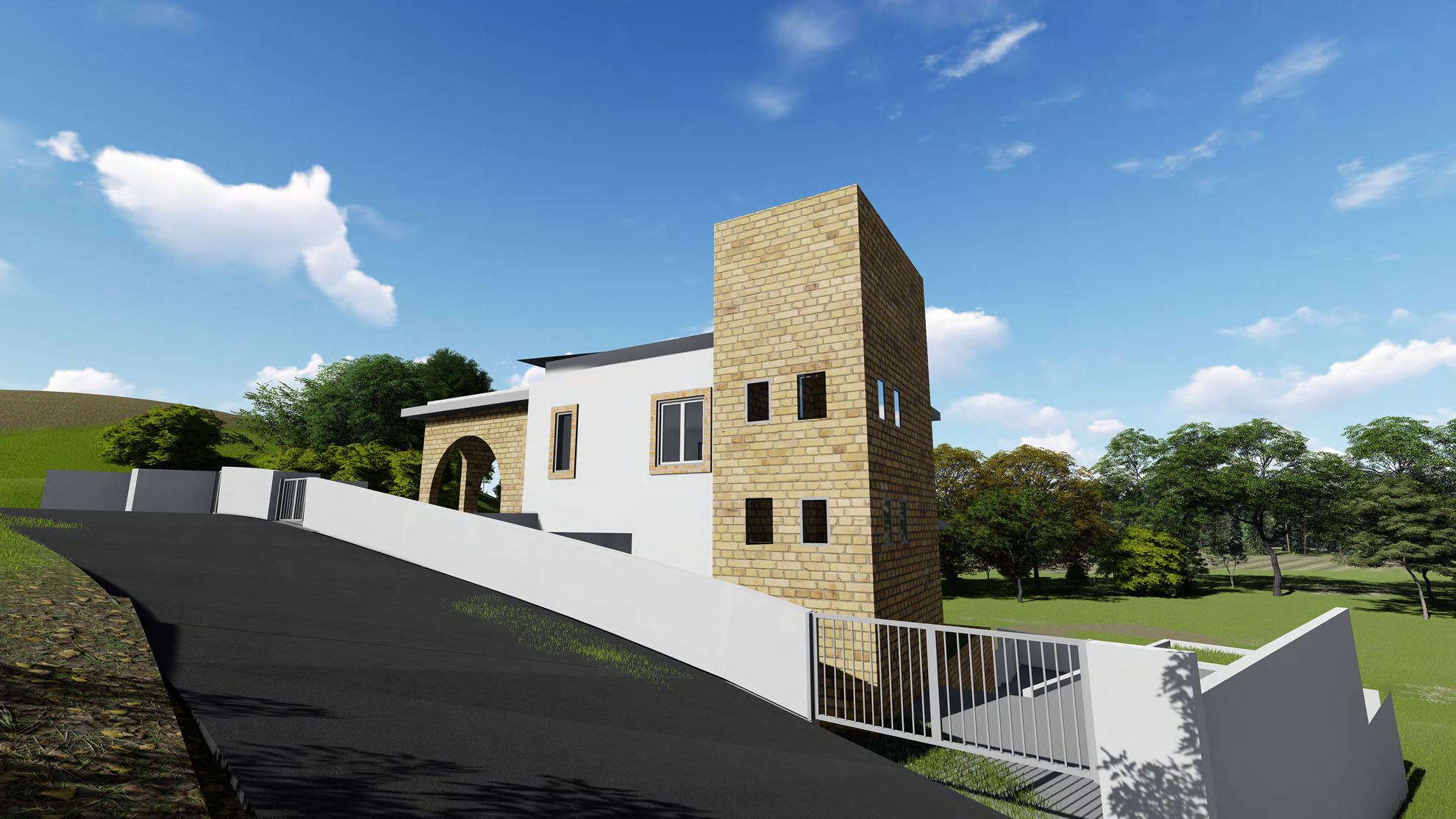 Private Residence in Akrountaby Pavlides Associates LLC - Architects - Street view. RESIDENTIAL projects.