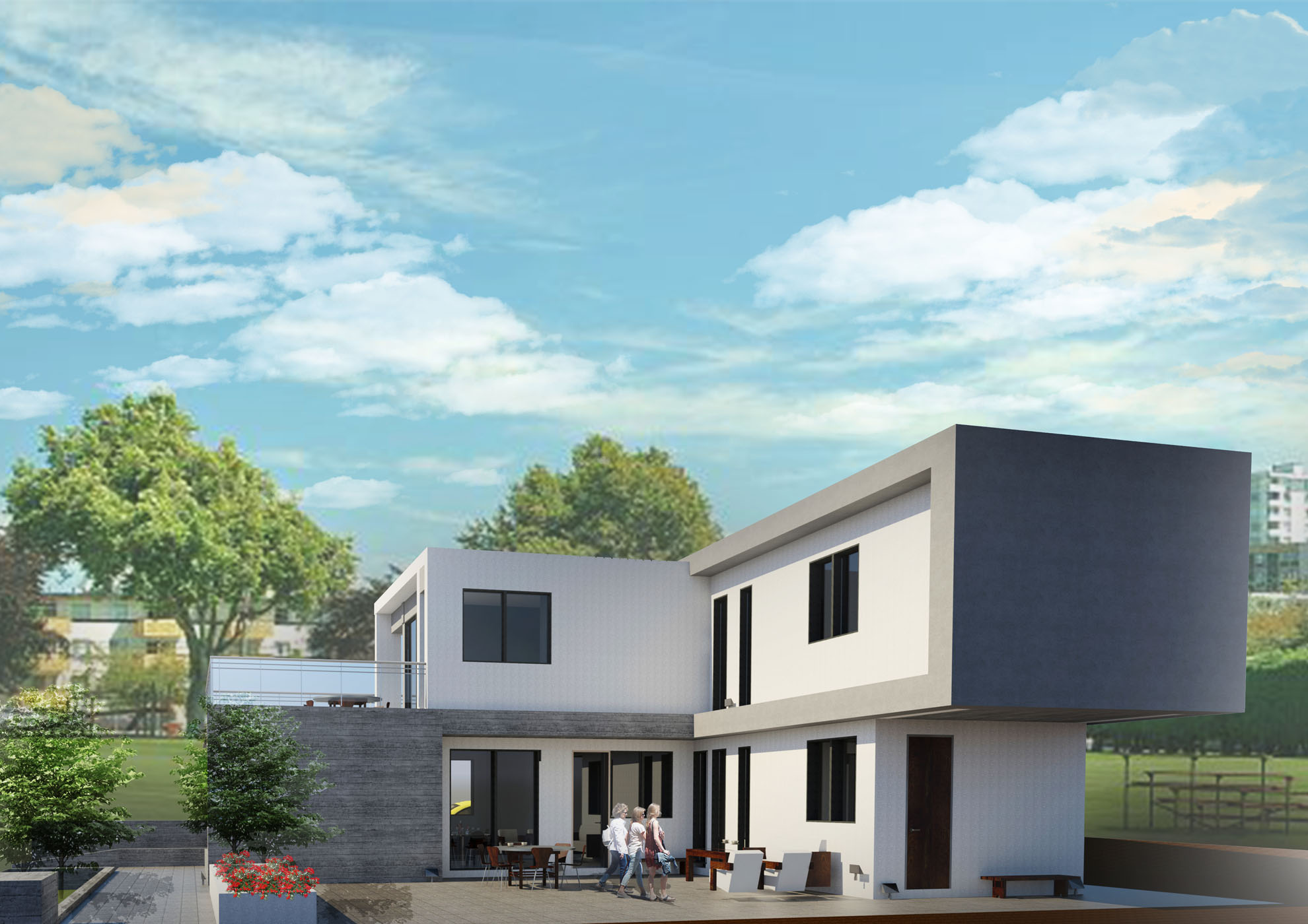 Private Residence in Agios Athanasios by Pavlides Associates LLC - Architects - Rear view. RESIDENTIAL projects.