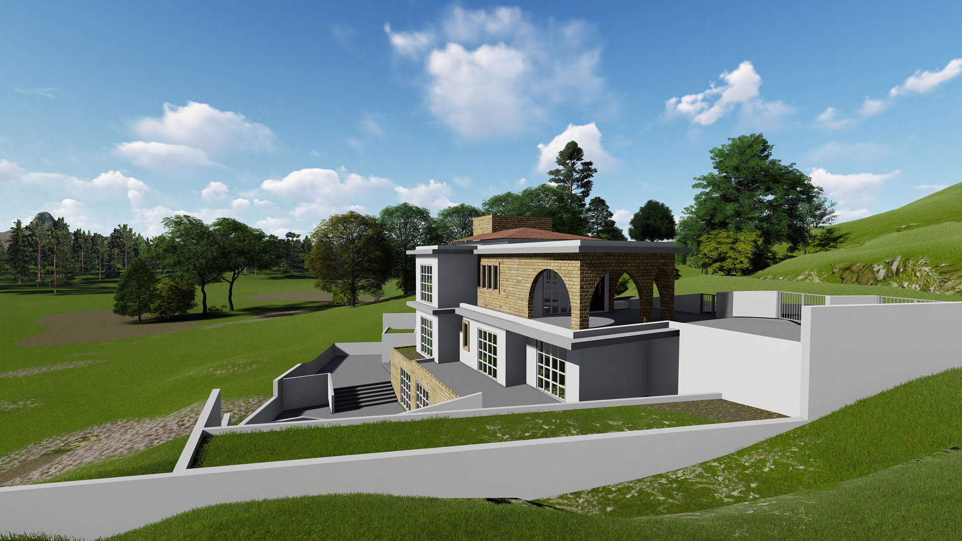 Private Residence in Akrounta by Pavlides Associates LLC - Architects - Right Side view. RESIDENTIAL projects.