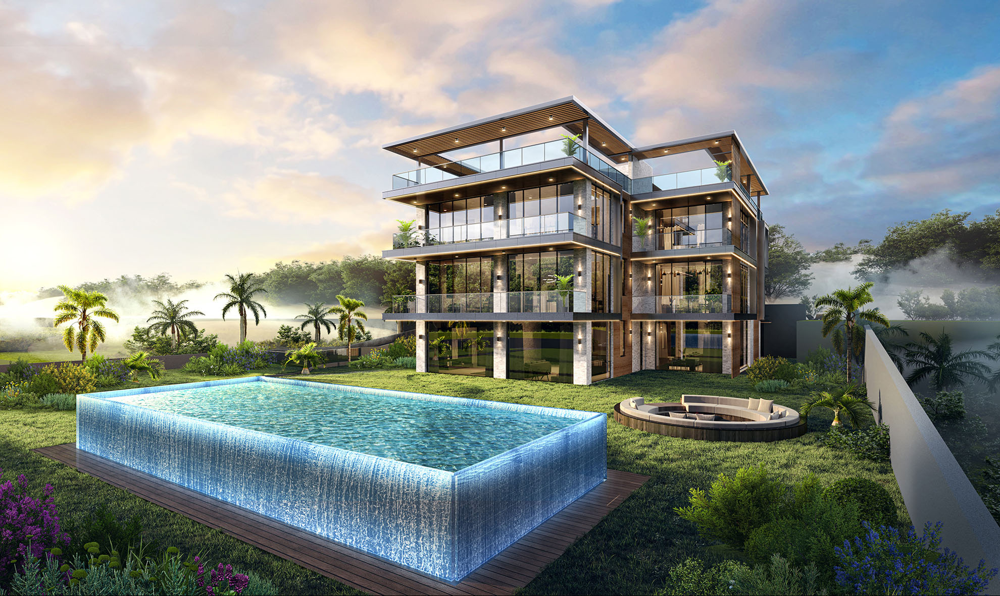 Oceanic Gardens by Pavlides Associates LLC - Architects - South Swiming Pool View. RESIDENTIAL projects.